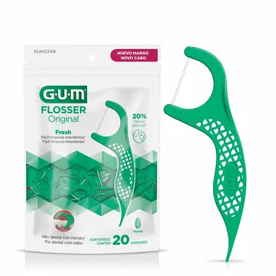GUM Easy Flossers mentholés cirés – boîte de 20 porte-fils dentaires réf. 890
