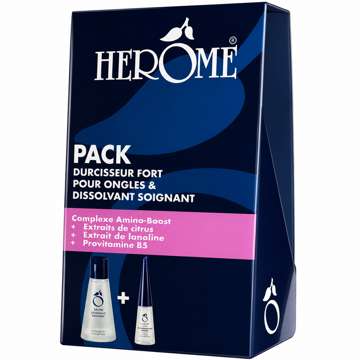 HEROME PACK DISSOLVANT SOIGNANT + DURCISSEUR FORT POUR ONGLES