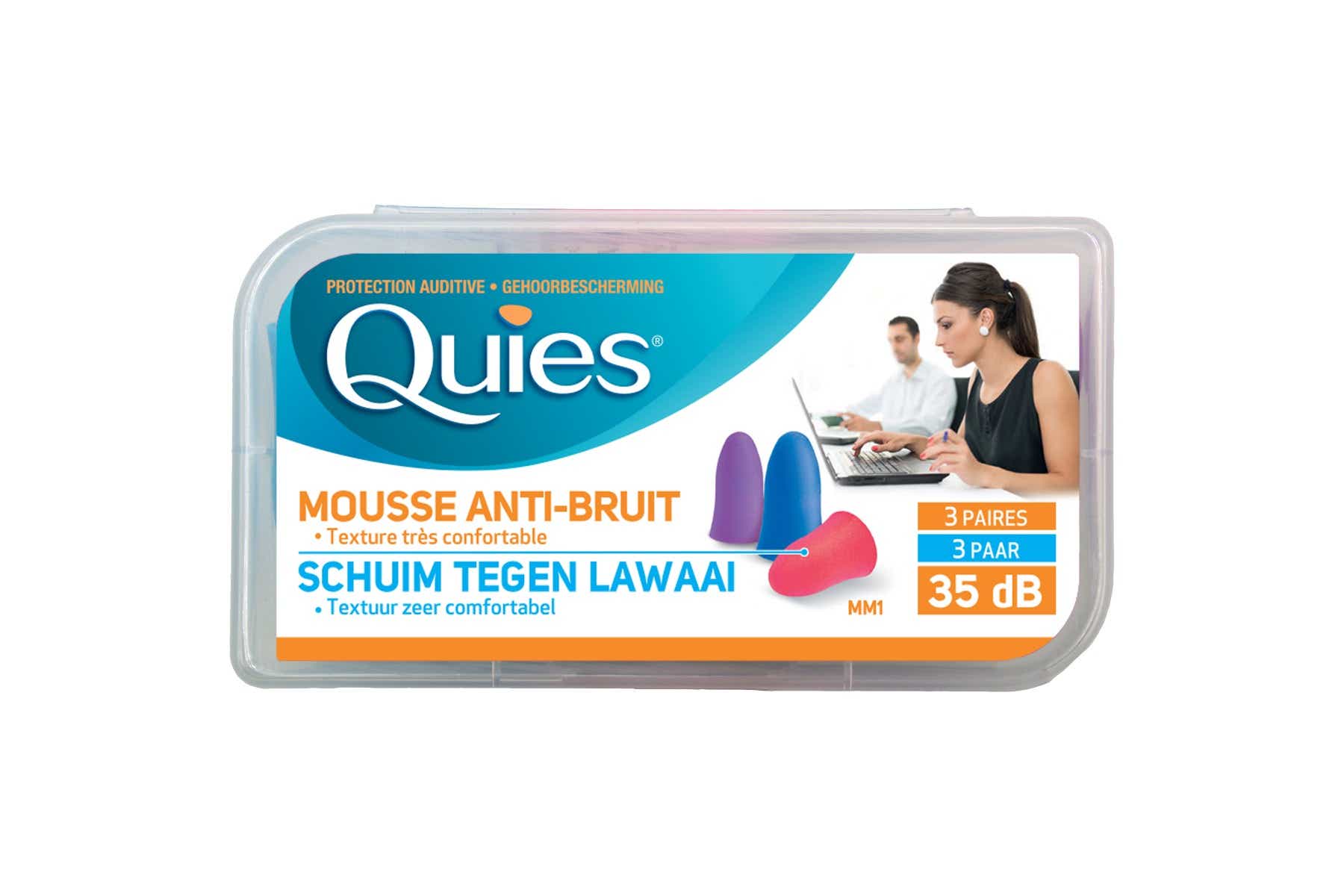 Quies Protection Auditive Anti-Bruits Forts 3 Paires en Mousse