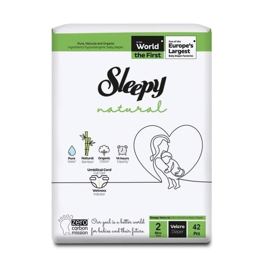 Sleepy Natural Bambou Couches Taille 2 (3-6kg) 42 pièces