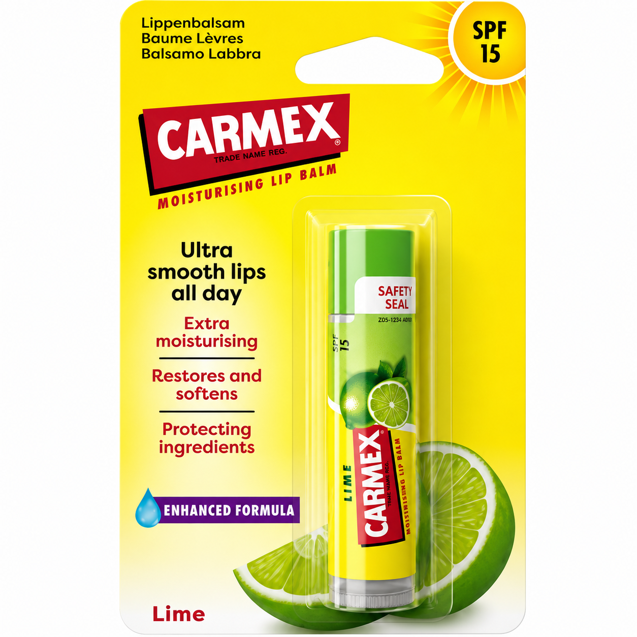 Carmex Baume à lèvres hydratant en stick SPF 15 - Lime