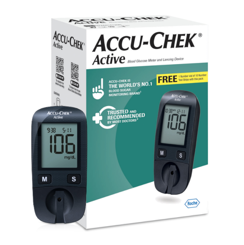 ACCU CHEK ACTIVE KIT LECTEUR DE GLYCEMIE + 10 BANDELETTES