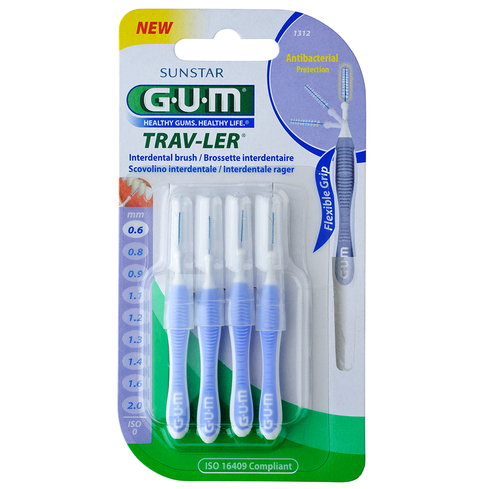 GUM Manche avec Brossette Fine 0,6mm Boîte de 4 Réf. 1312