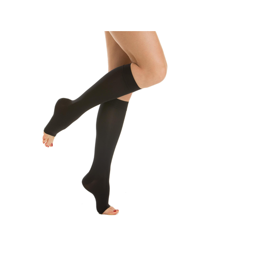 Chaussettes de compression médicales hautes en microfibre souple à bout ouvert - Classe 2