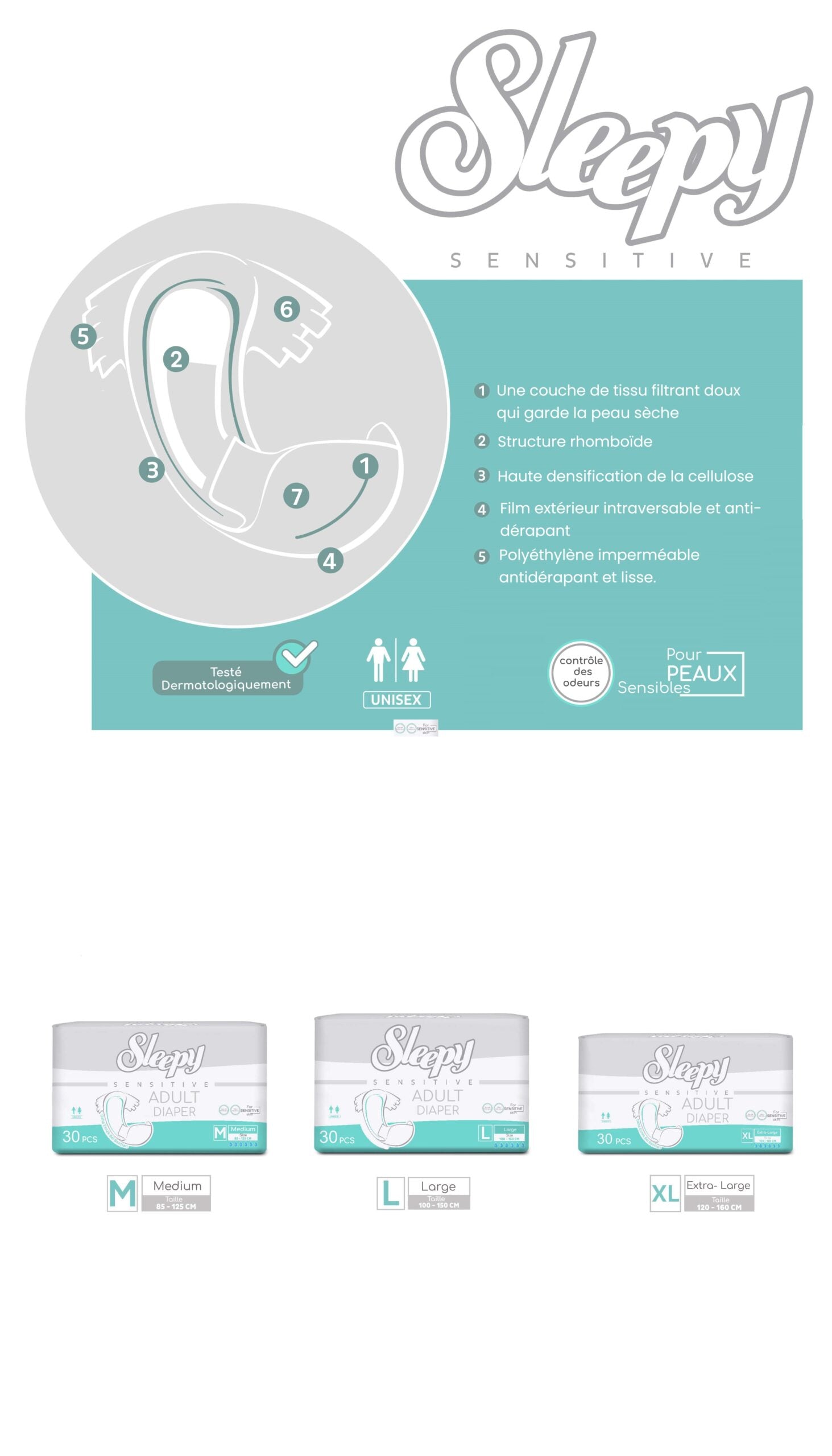 Couche pour Adultes Sleepy Medium 30 Pièces