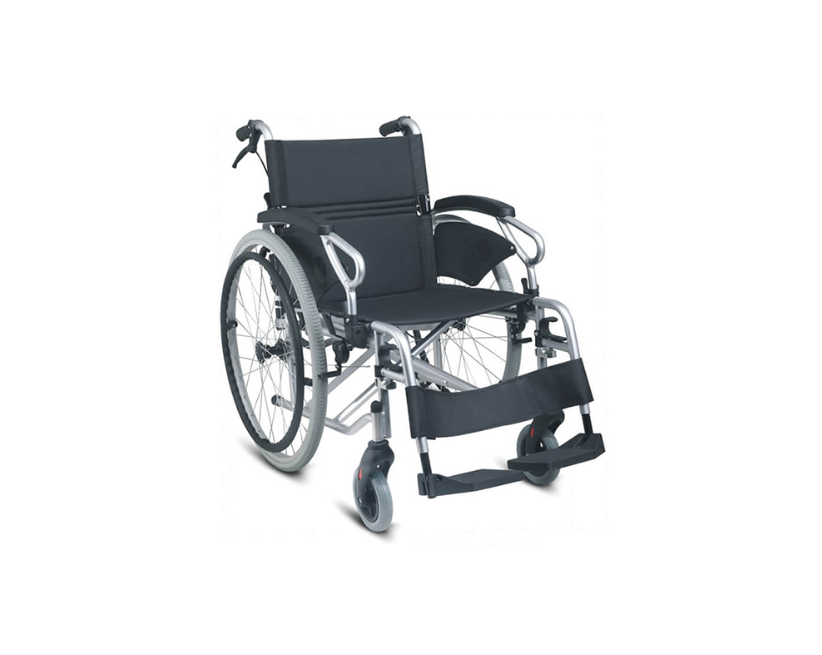FAUTEUIL ROULANT PLIABLE EN ALUMINIUM A/FREINS