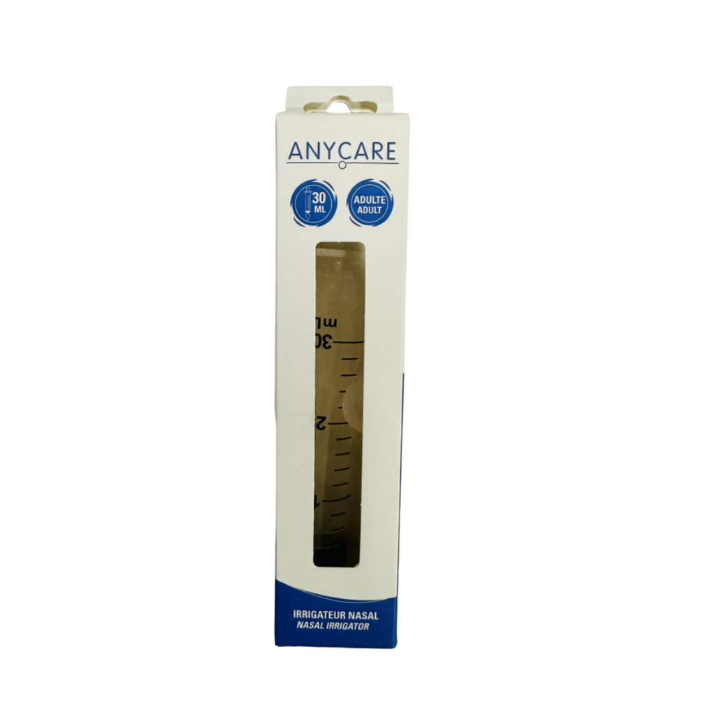 Anycare irrigateur nasal adulte 30 ml avec embout souple en silicone