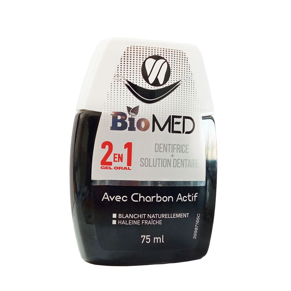Biomed Gel Oral 2-en-1 au charbon actif 75 ml