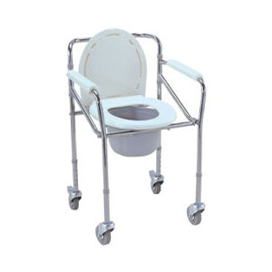 Chaise garde-robe pliable avec quatre roues et seau amovible