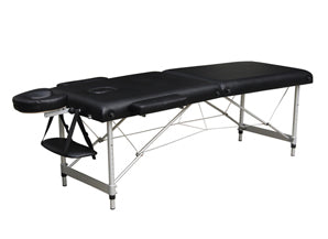 Table de massage portable pliable ComfyCare JFAL01FE en aluminium, revêtement noir