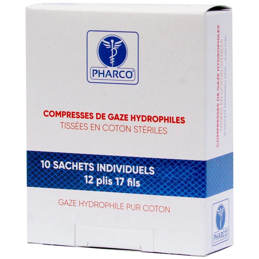 Compresses stériles Pharco 30 × 30 cm, boîte de 10 – Mamedica