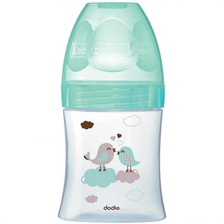 Dodie Initiation+ biberon en verre 150 ml Vert Oiseaux