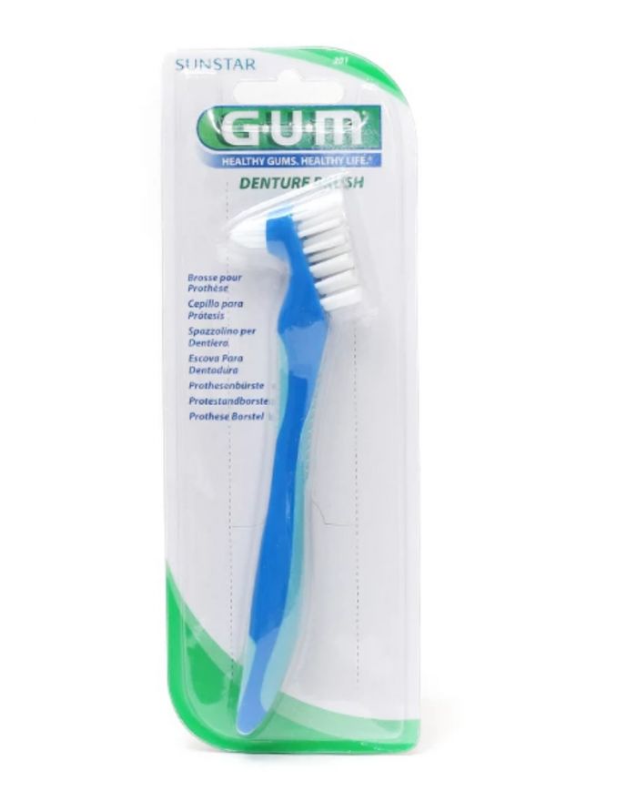 Gum Brosse à Dents Prothèse Spécial Dentier avec 2 Têtes