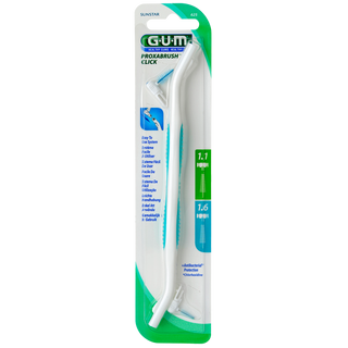 GUM Proxabrush Click réf. 625 avec manche et 2 brossettes interdentaires