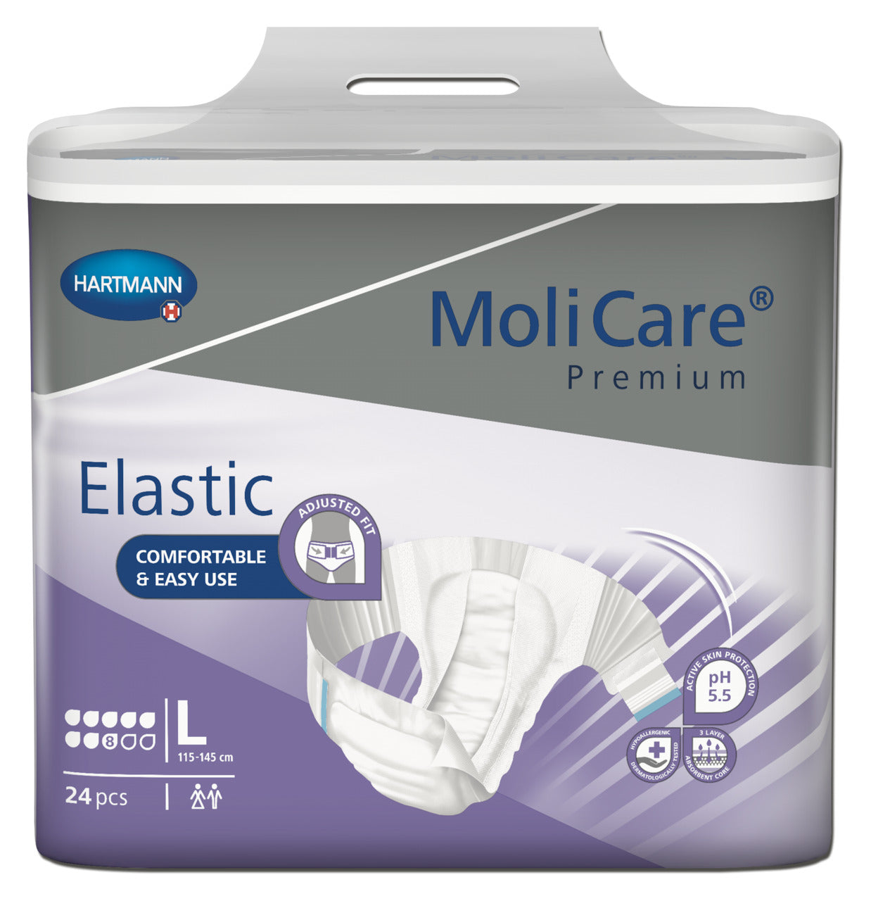 Hartmann MoliCare Premium Elastic 8 gouttes taille Large, paquet de 24 protections