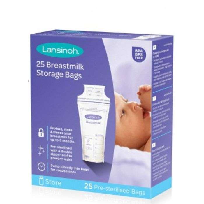 Lansinoh sachets de conservation du lait maternel, boîte de 25 sachets pré-stérilisés