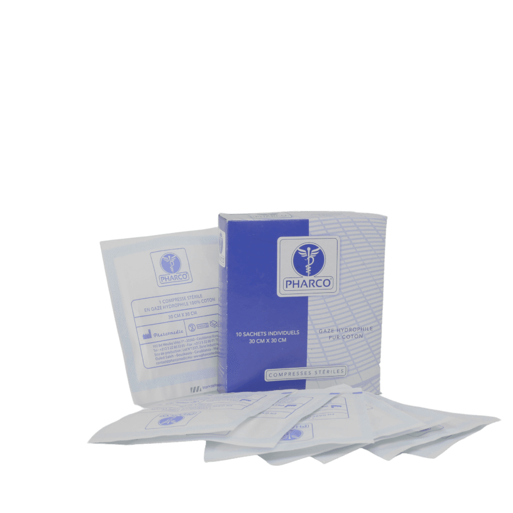 Pharco compresses stériles 30 × 30 cm boîte de 10
