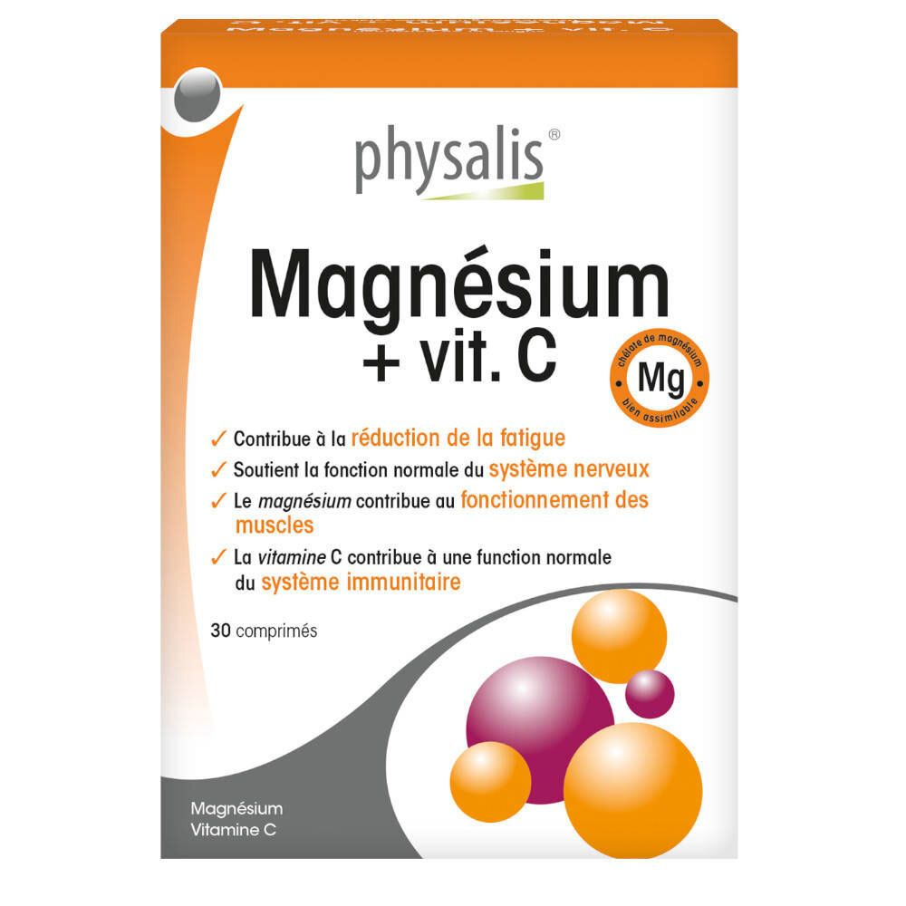 Physalis Magnésium + Vitamine C boîte de 30 comprimés