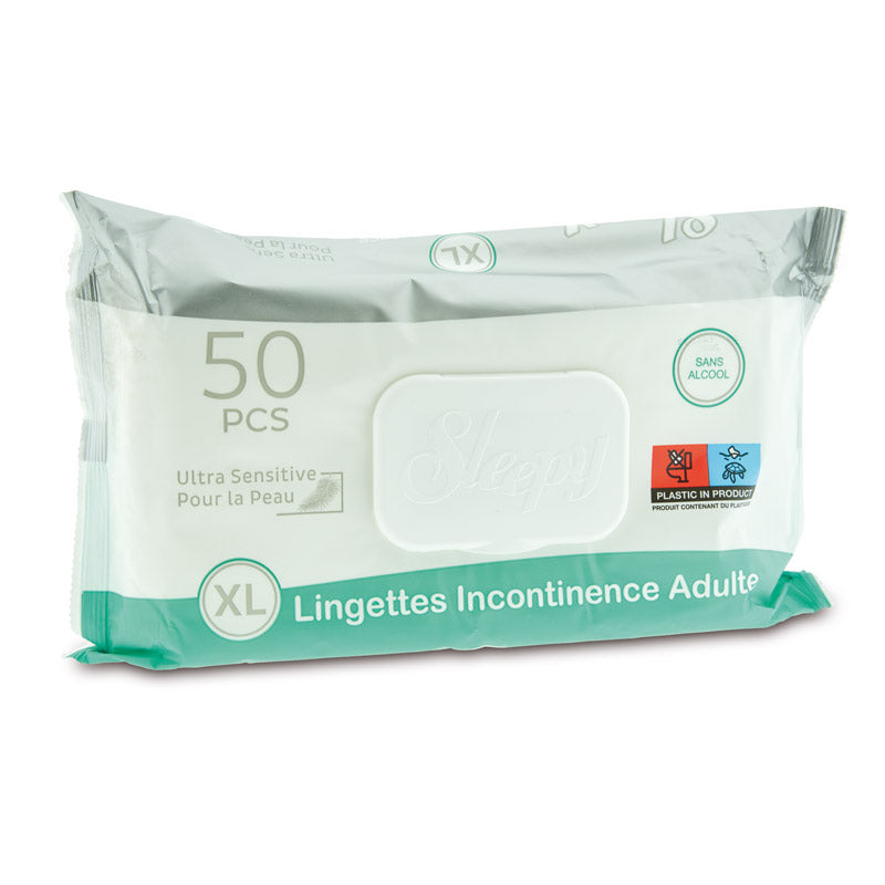 Sleepy Sensitive XL lingettes nettoyantes corporelles adultes paquet de 50