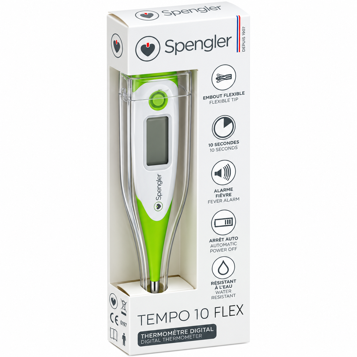 Thermomètre Spengler Tempo 10 Flex — coloris vert