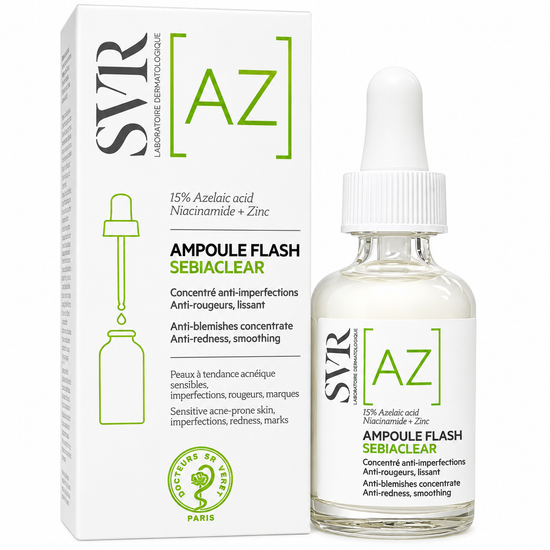 SVR Sebiaclear Ampoule Flash 30 ml — flacon pipette et boîte