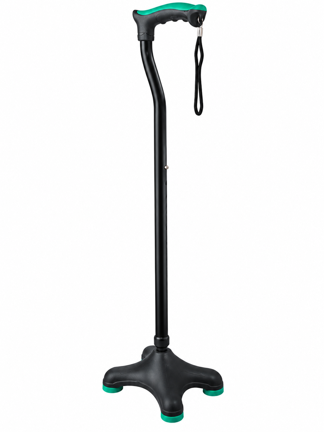 Canne quadripode Tynor L36 noire et verte — vue complète